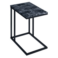 OSP Home Furnishings NRWBM-BLK Norwich C-Table with Black Base and Black Marble Top Including Built in Power Port